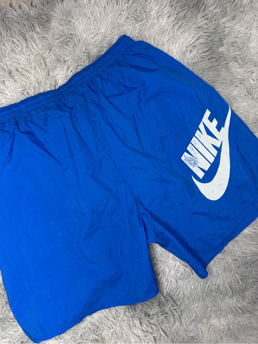 Nike Vintage Spellout Swim Trunks Shorts Blue Y2K Mesh Lined XL
